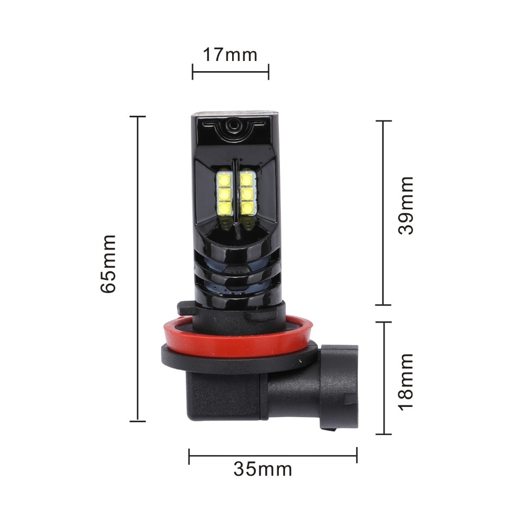 Aslent 2 stk tågelygte led pærer  h11 h8 h9 h7 h4 hb3 hb4 9005 9006 autolygter tilbehør bil kørsel drl lampe 6500k hvid 12v