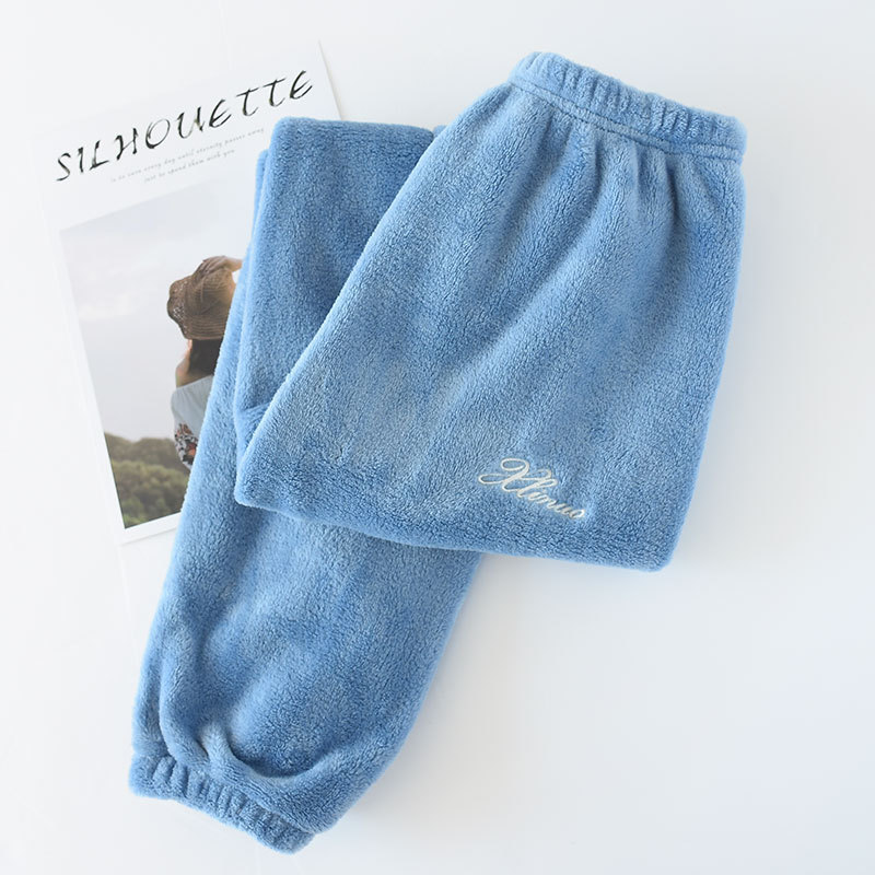 Sömnbyxor dam flanell vinter mjuk varm bekväm pyjamasbyxa dam fritid sömnbyxor par koreansk stil trendig