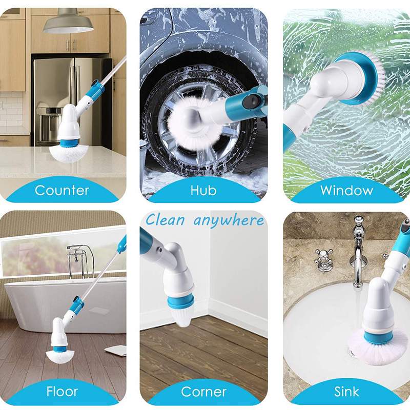 Electric Cleaning Turbo Scrub Brush Adjustable Waterproof Cleaner Wireless Charging Clean Bathroom Kitchen Cleaning Tools Set