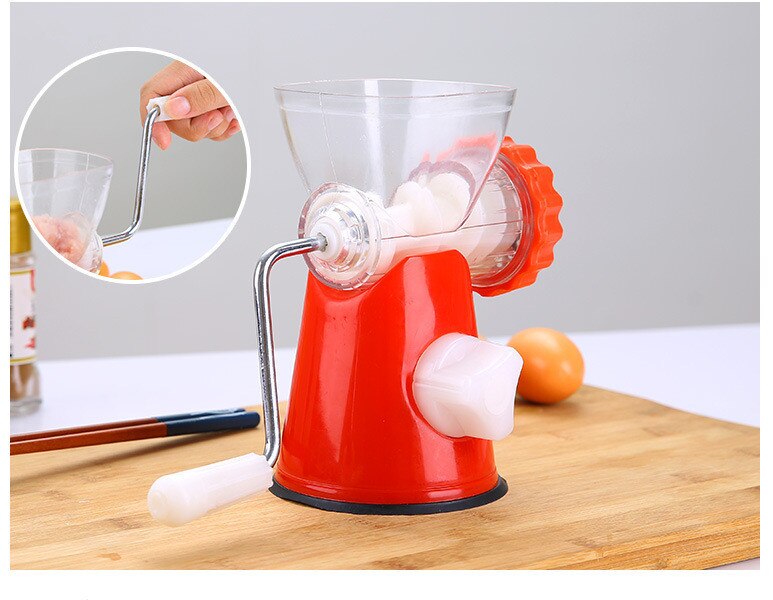 Moedor de carne manual multifuncional doméstico, picador de carne/vegetais/especiarias, com manivela manual, máquina de cozinhar doméstica, ok 0483, 1 peça