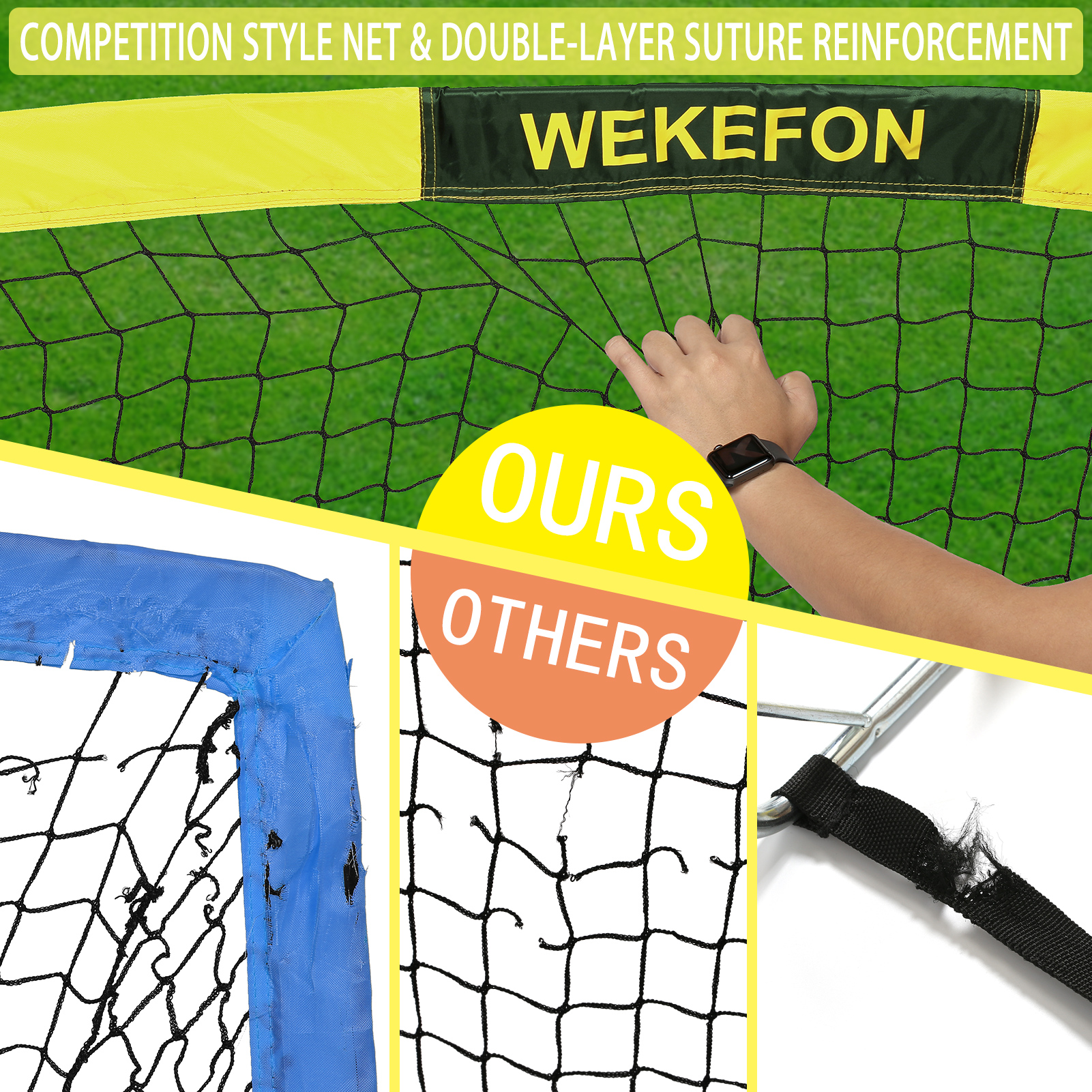 Portería de fútbol portátil para niños, Red de 5 'x 3,1' para adultos y jóvenes, patio de juegos, patio trasero, entrenamiento en interiores y exteriores
