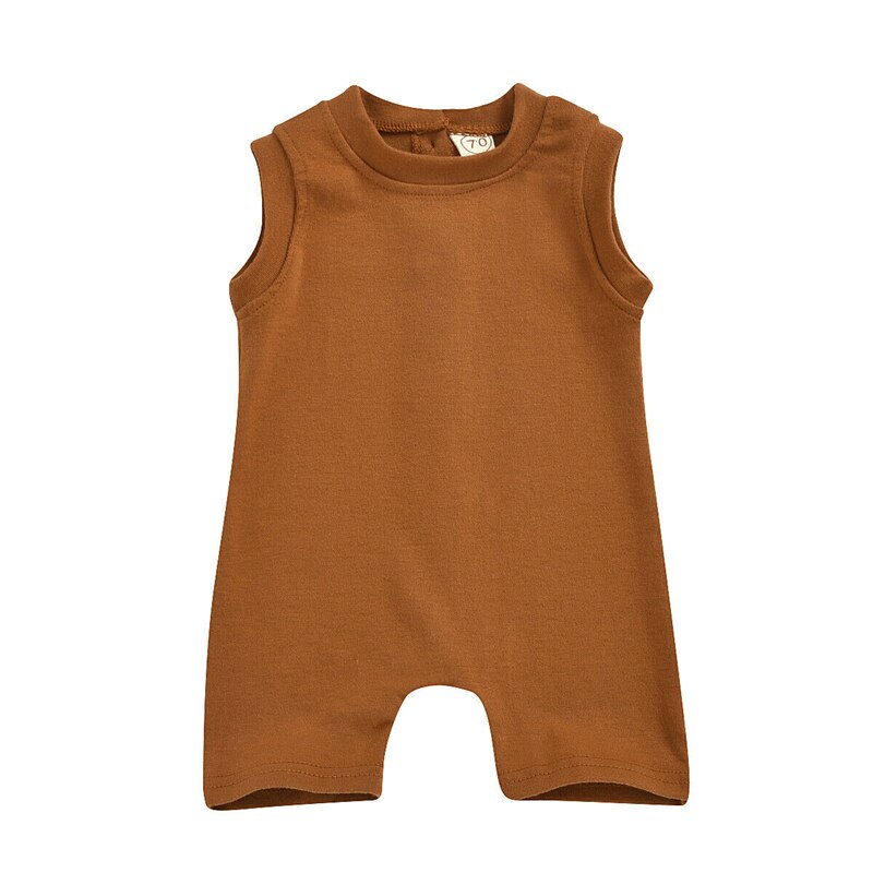 Neugeborenen-Baby-strampler aus baumwolle für jungen und mädchen, ärmelloser Overall mit knöpfen, sommerkleidung
