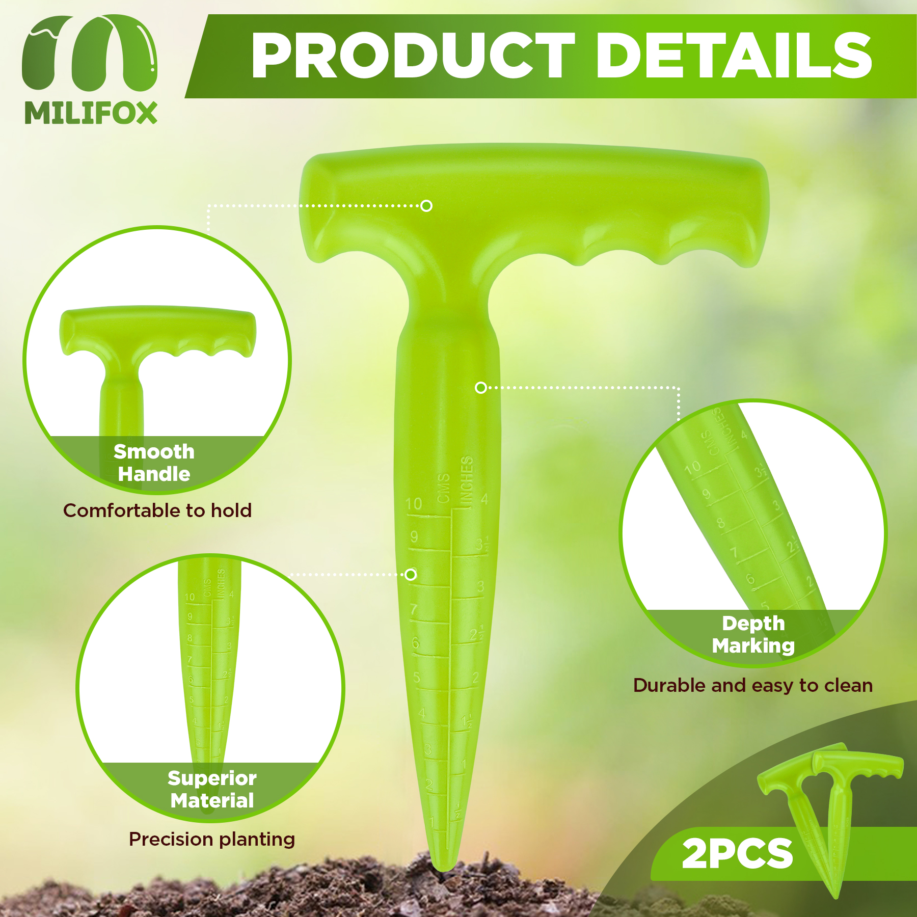 Kit de poinçonnage de trous verts, Machine réglable, transplantateur de semis, perforateur, semoir, coupe-plantes charnues, fournitures de jardin, 2 pièces/ensemble