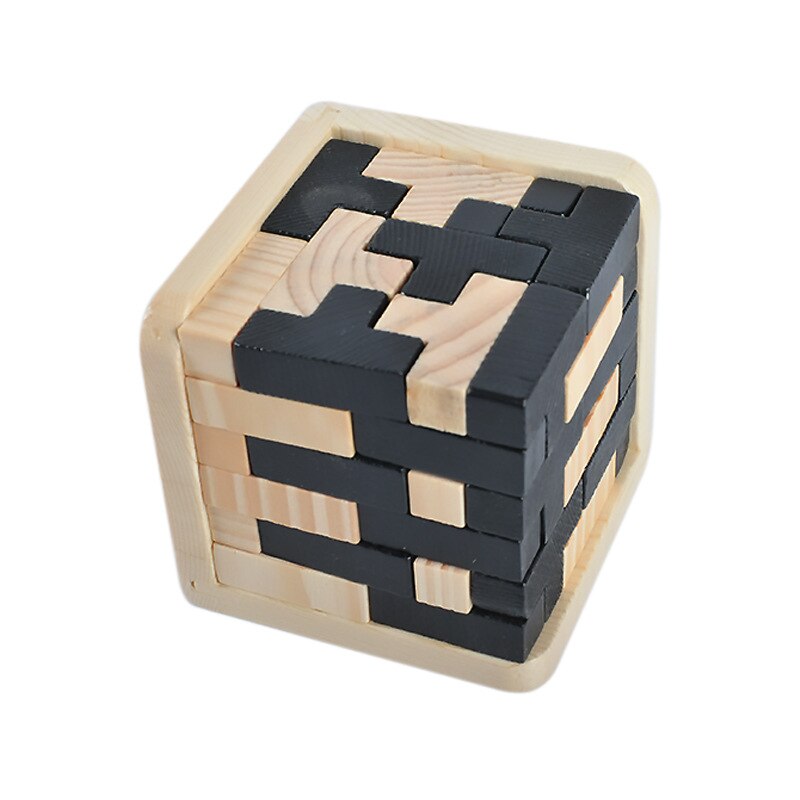 Kinderen 3D Houten Kubus Puzzel 54T Kong Ming Grijpende Iq Educatief Speelgoed Kids Leren Speelgoed Volwassenen 7x7x7cm