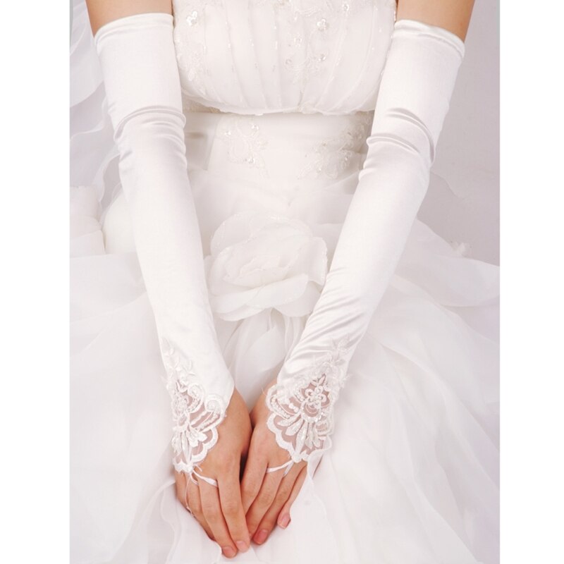 Guantes largos de encaje para mujer, guantes de medio dedo Lolita, guantes de malla sin dedos para bodas, ceremonias, fiestas, cosplay (Blanco Guantes largos de encaje para mujer, guantes de medio dedo Lolita, guantes de malla sin dedos para bodas, ceremonias, fiestas, cosplay (Blanco