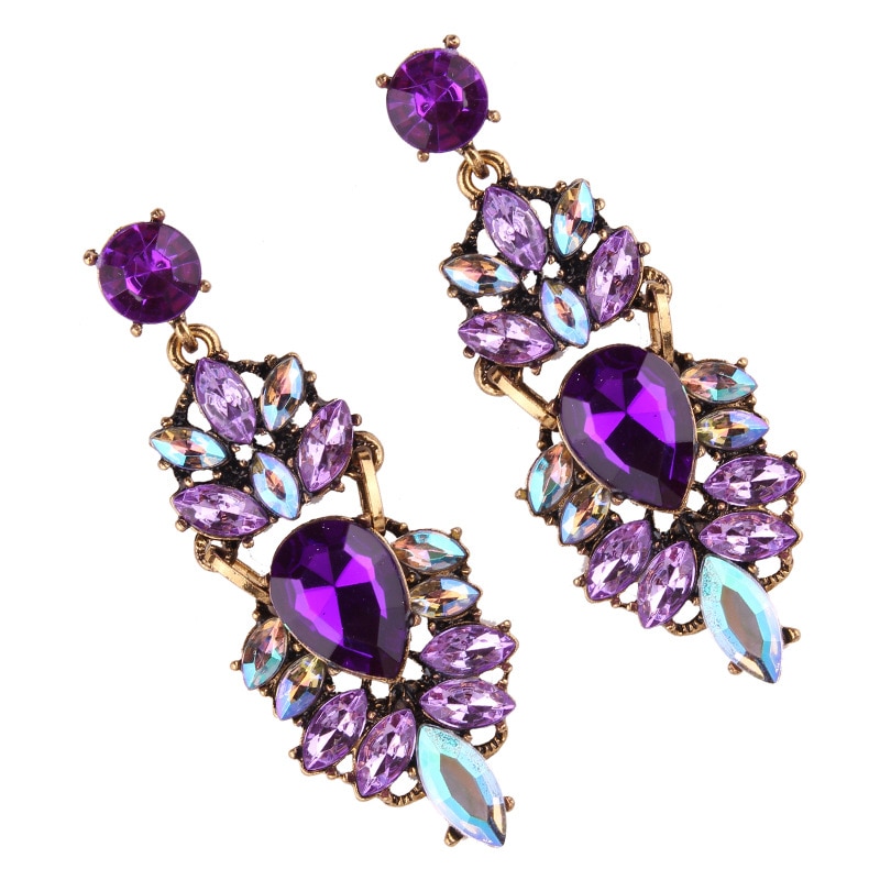 MYDANER Crystal Rhinestones Long Dangle Earrings Trendy Big Statement Tassel Pendant Earrings for Women Weddings Jewelry