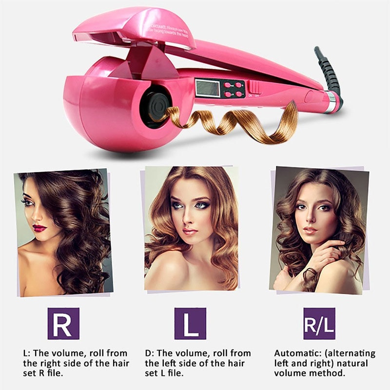 Krøllejern automatisk krøllejern hårkrøller stylingværktøj wave curl styler keramisk varmebræt nem at bruge