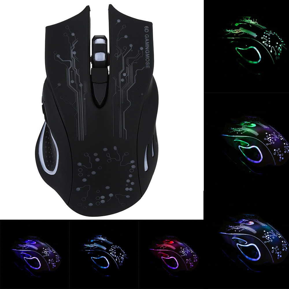 VOBERRY USB Wired Mouse 5500DPI 6 Buttons Gaming Mouse Black White Optical LED Backlit Ergonomic Game Mice For PC Laptop