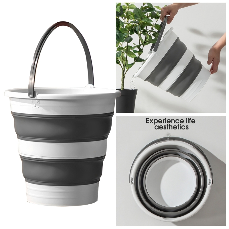 Folding Water Bucket Portable Collapsible Buckets Space Saving Outdoor Water Pail for Garden Camping Fishing Car