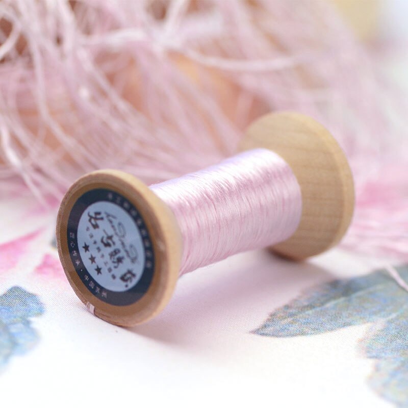 20 meters each spool Silk thread spool embroidery DIY handmade embroidery thread charming pink: 1