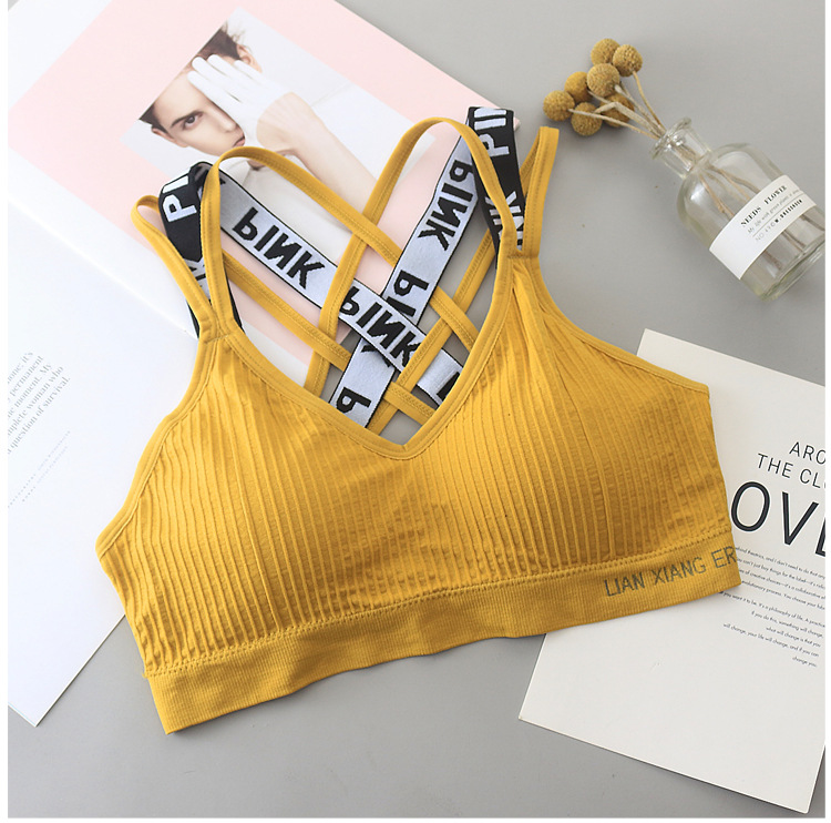 Roze Sportbeha Padded Yoga Vrouwen Modale Beha Bralette Beha Sport Bh Top Fitness Gym Running Top Bras: Yellow Bra-2