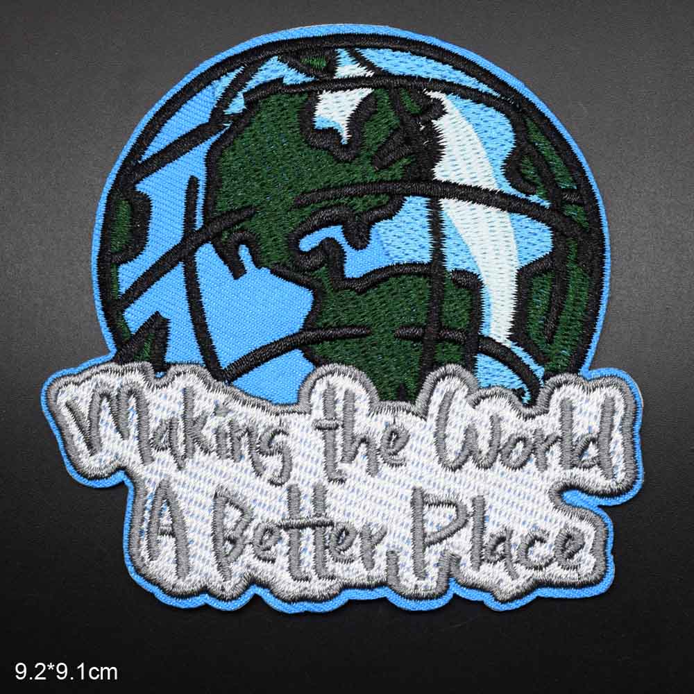 Love Earth Theme Make The World A Better Place Lamb Green Bulb Outdoor Iron On Embroidered Clothes Patches For Clothing