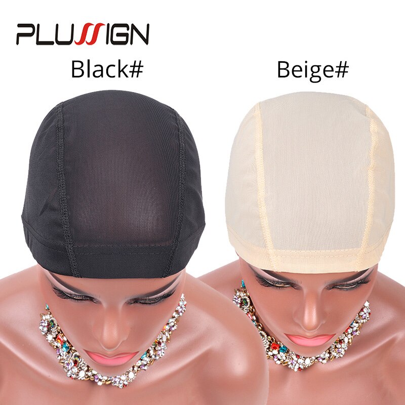 Plussign 6 kpl/erä hengittävät verkkokupupäähineet peruukkien valmistukseen liimaton spandex-peruukkipäähine hiusten kutomaverkko joustavilla peruukkinauhoilla
