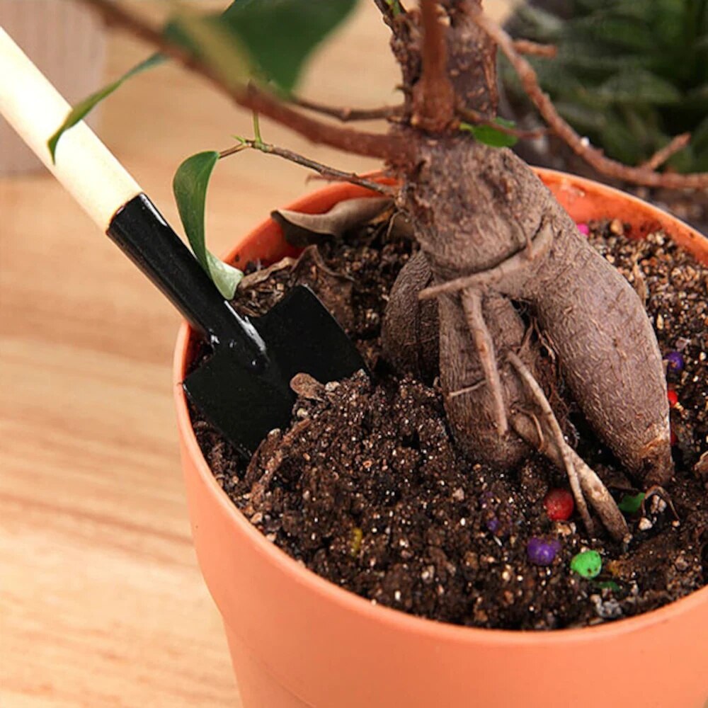 Neue Aus Holz Griff Haushalt Garten Schaufel Rechen 3-teilig Topf Blumen Pflege Mini Gärtner einstellen Freies