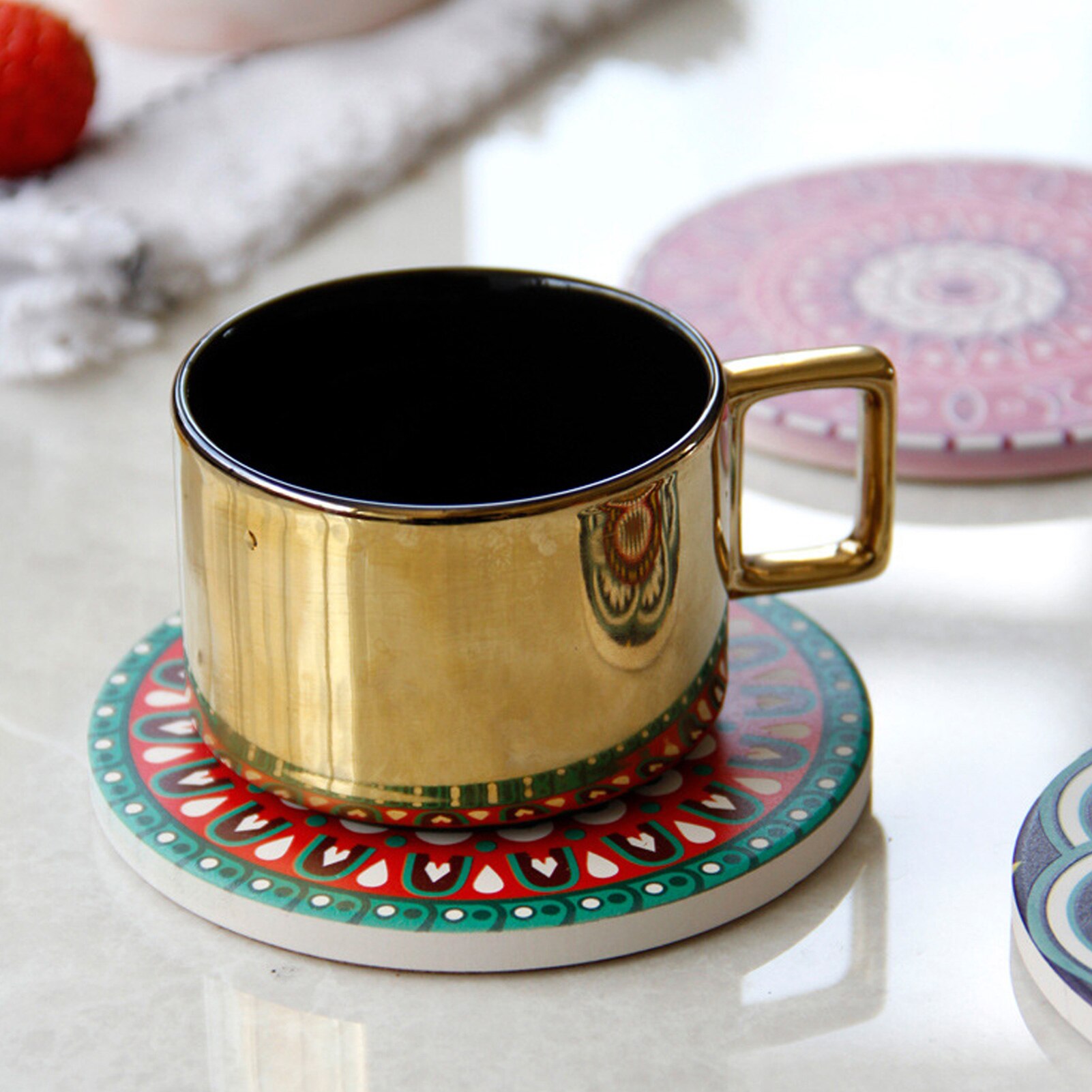 Dessous de verre antidérapant pour tasse de café ou de thé, tapis de dessous de verre, napperon, isolation thermique, tapis de tasse adiabatique imprimé en céramique, chambre à coucher, maison