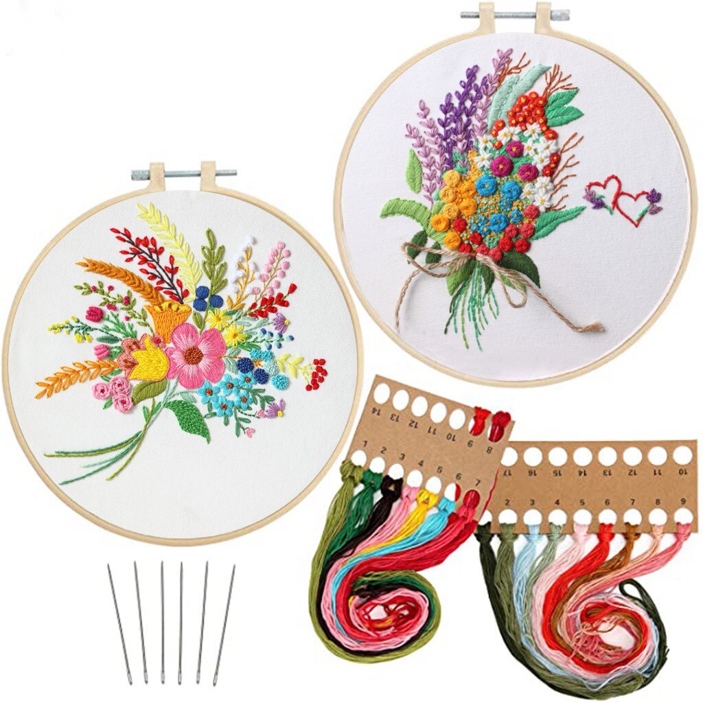 Spring flower pattern Embroidery Cross Stitch Kit Set for Beginners-Handmade Embroidery DIY Craft Handwork Needlework Decoration