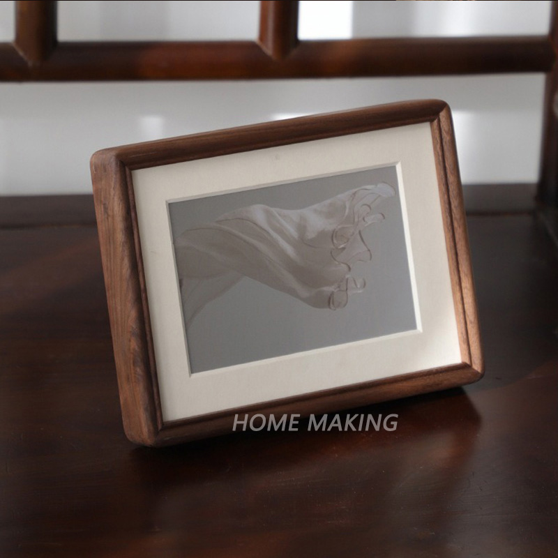 Marco de fotos de madera hecho a mano Retro con dibujos animados de paso, marco de fotos de escritorio de pie Vertical/Horizontal, decoración de pared colgante: Rojo