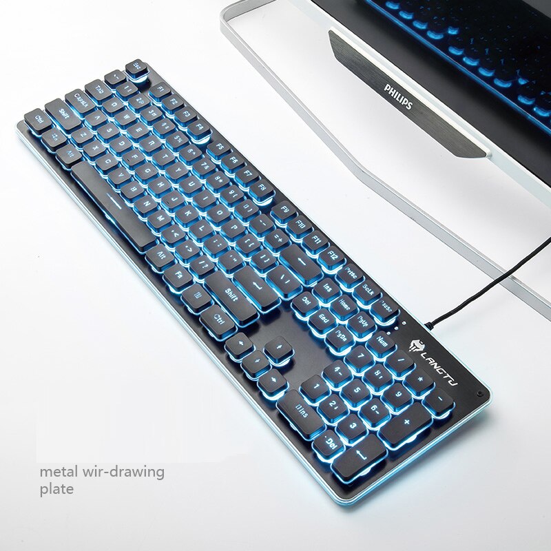 Gaming Keyboard Backlit Keyboard With Silent Gaming Mouse Set Keyboard Mouse Gamer Kit For Computer Game PC Laptop: Black (Blue light)