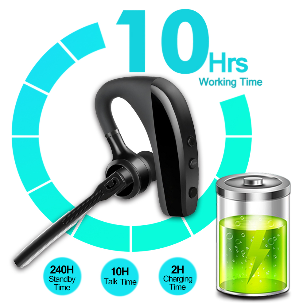 K10 Bluetooth Headset Draadloze Koptelefoon Business oordopjes Handsfree Rijden Koptelefoon met Microfoon voor iPhone samsung huawei xiaomi