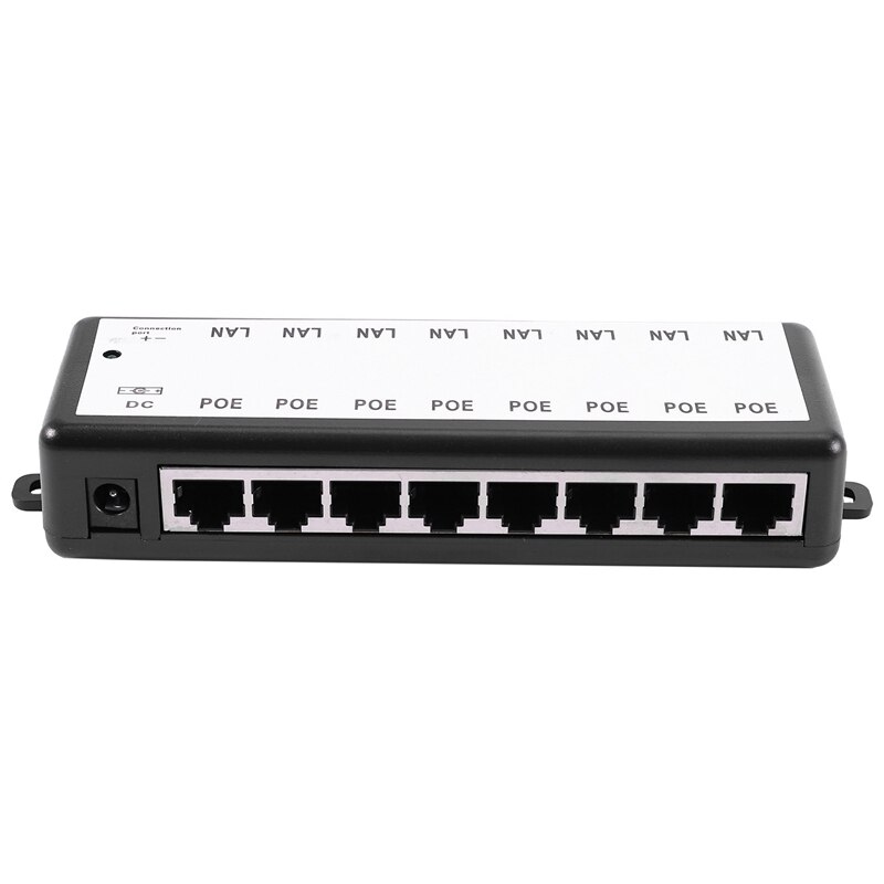 1 Uds inyector divisor Poe pasivo Dc adaptador de montaje en pared y 1 Uds 8 puertos Poe inyector Poe divisor