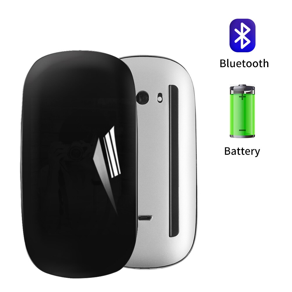 1600 DPI Bluetooth 5.0 Wireless Mouse Magic Arc Touch Mause Ultra-thin Rechargeable Mute Mice for Macbook Laptop Notebook PC: Bluetooth-Black
