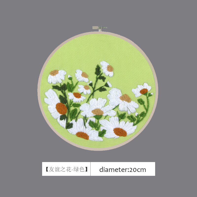 3D DIY Daisy Flower Hand Embroidery Kits Printed Needlework Cross-Stitching Sewing Craft with Hoop Kits For Beginner Home Decor: C / No hoop kit