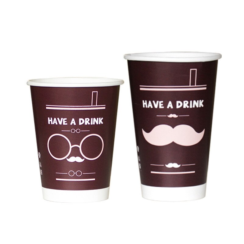 50 stk engangskop 400ml 500ml festgaver drikkepapir kopper takeaway kaffekop emballage med låg: Kun kop / 500ml 16oz 50 stk