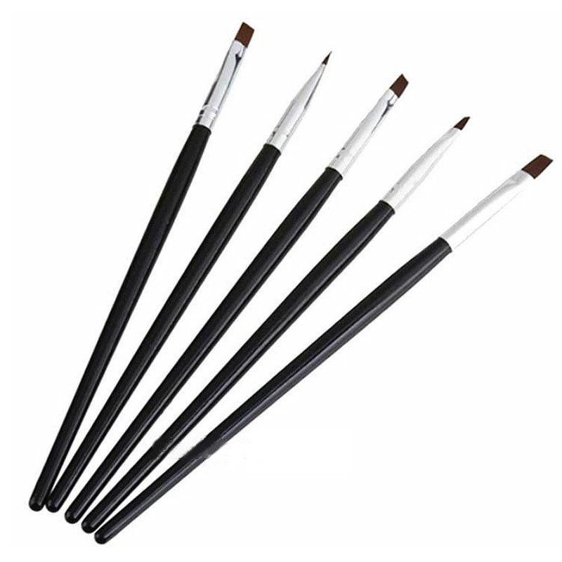 5 Stks/set Acryl Uv Gel Franse Nail Art Kit Liner Schilderen Puntjes Platte Penselen Pen Builder Nail Gereedschap