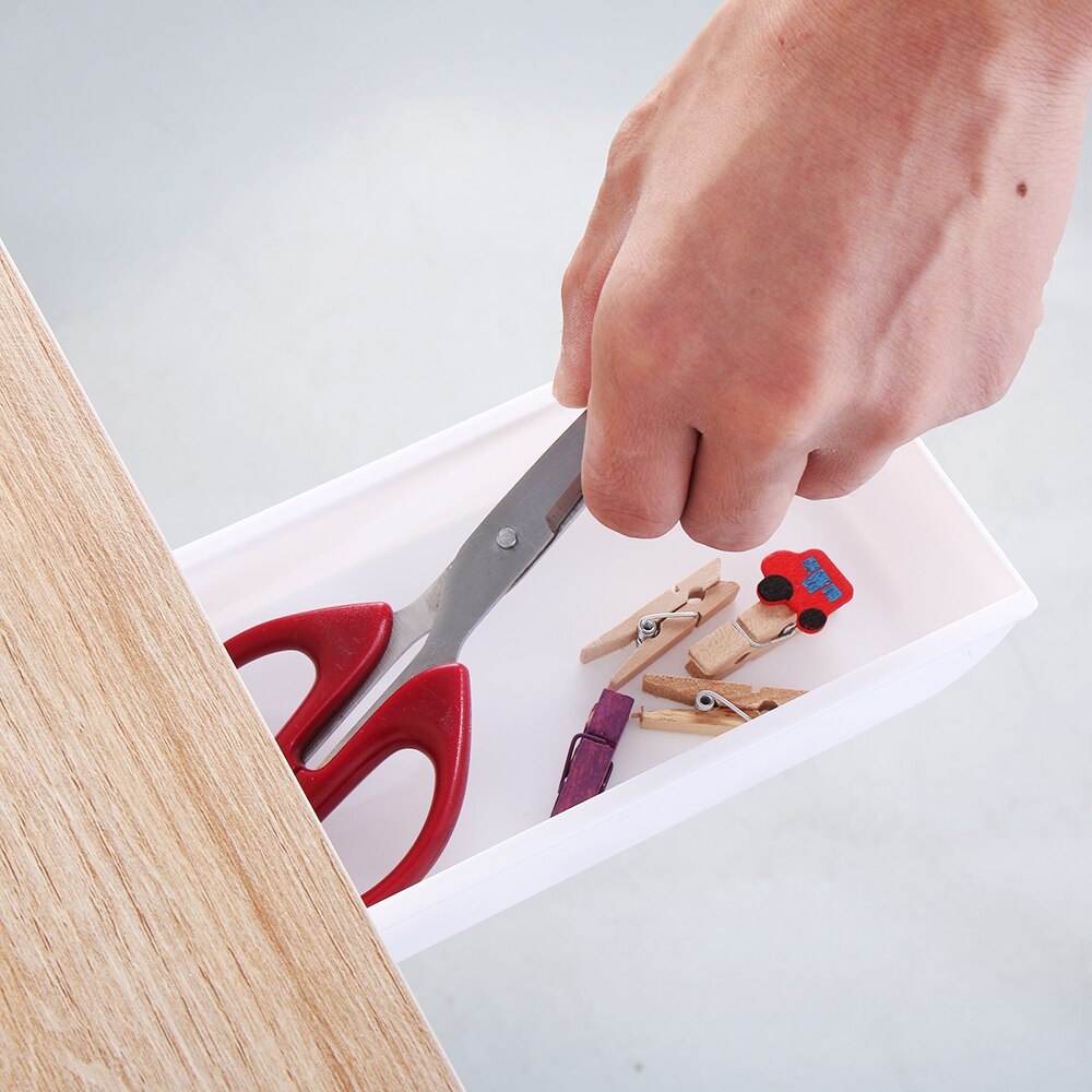 Self Stick Pencil Tray Desk Table Storage Drawer Organizer Box Under Desk Stand Self-adhesive under-drawer storage box