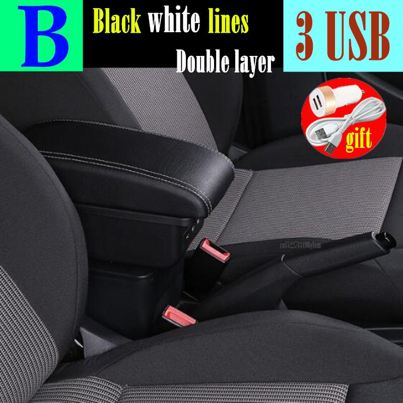 Für Seat Ibiza Armlehne Box Für Ibiza 6j Ibiza 6L Center konsole zentralen Speicher inhalt Lagerung box mit USB LED produkte Arm Rest: B style white line