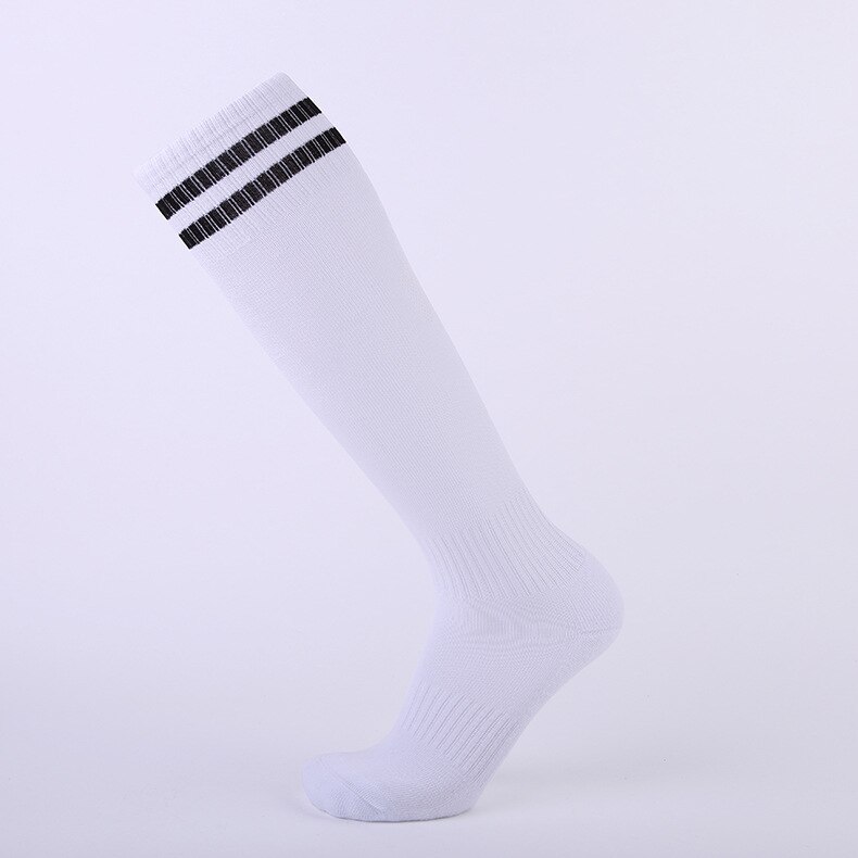 14 Color Non-slip Soccer Socks Kids & Adult Knee High Long Cotton Sport Football Team Socks Thick Towels Comfortable: Black White / Adult (EU 37-45)