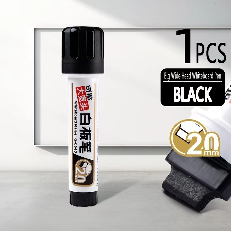 20mm extra grande capacidade cabeça larga apagável tinta-automática marcador de quadro branco escritório papelaria caneta de placa à base de água