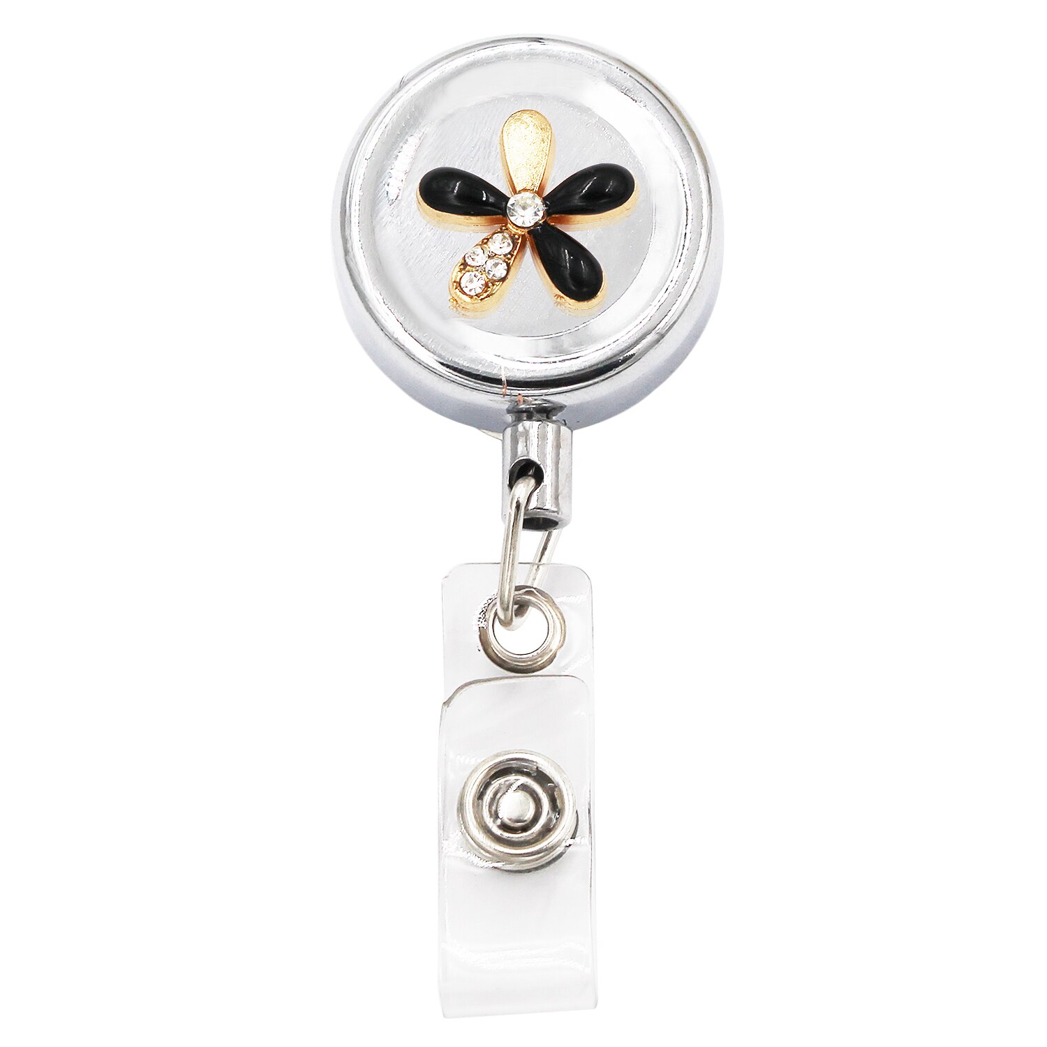 Idclip Flower Badge Reel ID Retractable Badge Holder Belt Clips Metal Heavy Duty Steel Wire Cord: 3