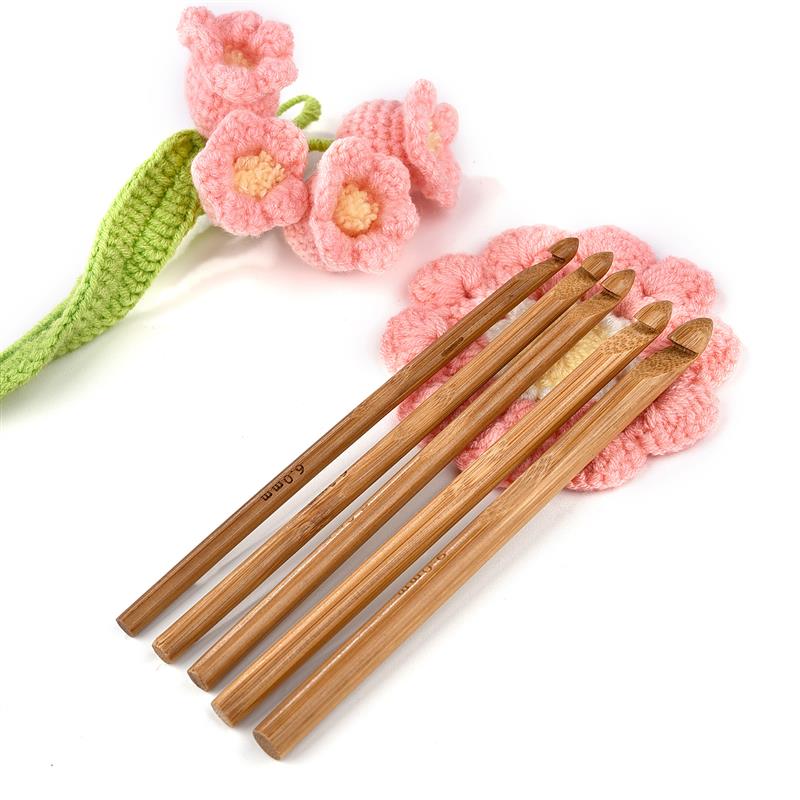 Gancho de ganchillo con mango de bambú, hilo de tejido de aguja de tejer artesanal, 3-10mm para agujas de tejer hechas a mano, hilo de tejido artesanal