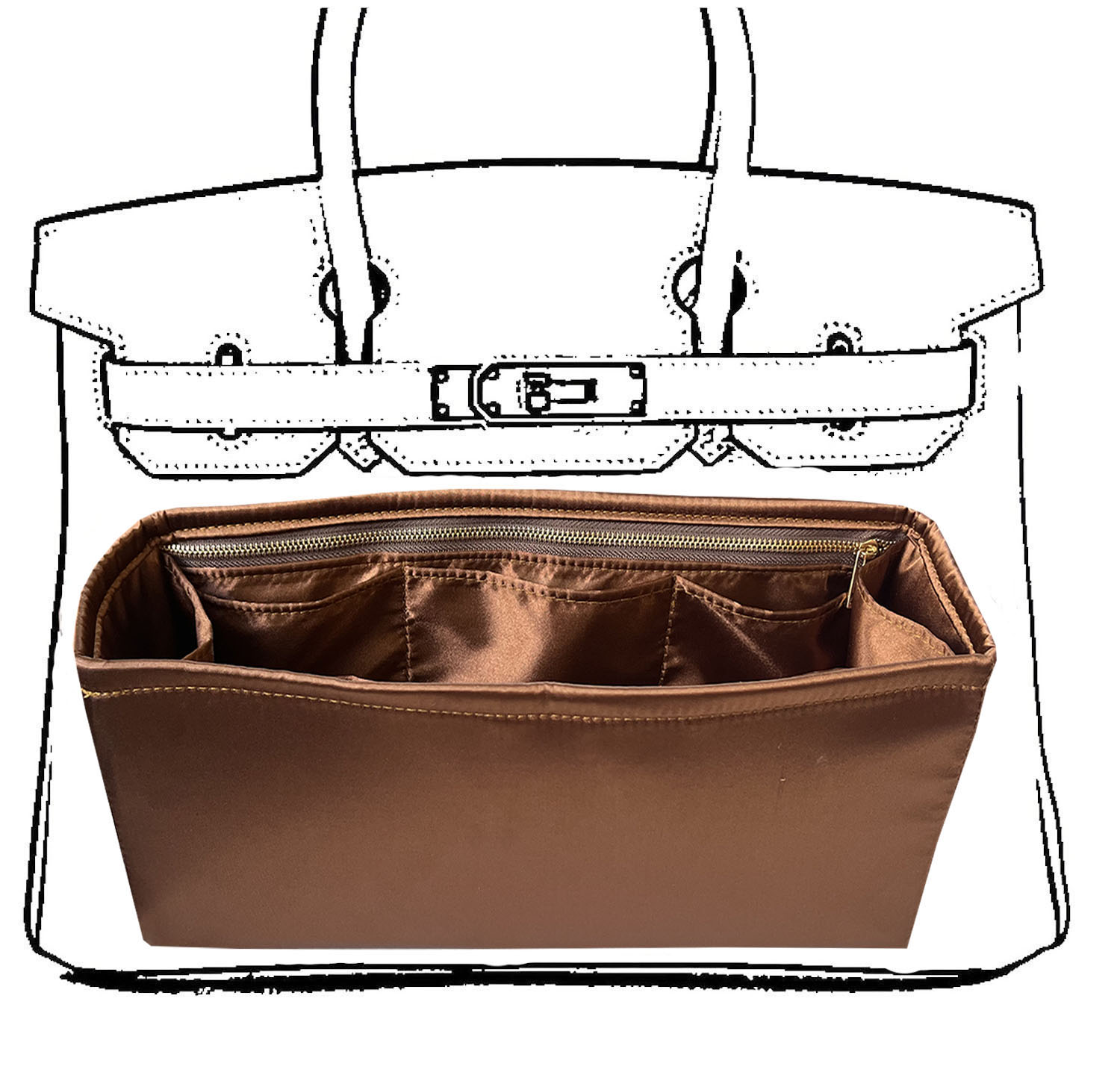 Veskeorganisator silkemyk, silke, luksuriøs håndveske, tote-in-bag-formere, dame - passer til b irkin 25/30/35/40 vesker: Xxl / Himmelblå