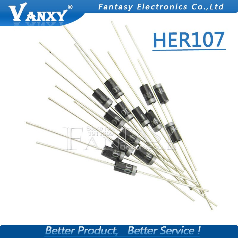 100pcs Rectifier Diode 1A 1000V DO-41 HER107