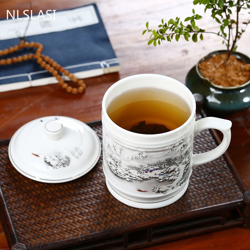 Jingdezhen Ceramic With cover Teacups Hand Painted Flower Pattern Master Teacup Boutiques Tea Ceremony Accessories Supplies