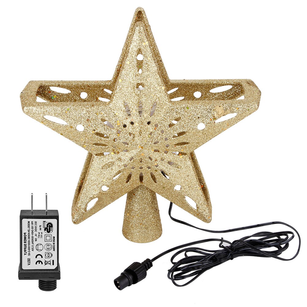 1PC 100-240V LED hueco estrella copo de nieve Luz de proyector rotación lámpara para la parte superior del árbol de Navidad sobresalen por: US