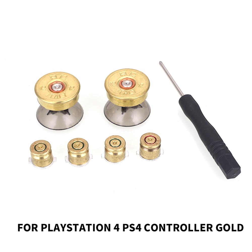 4 metalen Knoppen + 2 Thumbstick Bullet Knoppen met Schroevendraaier voor Sony PS4 voor Playstation 4 Palyer Video Game Knoppen joystick