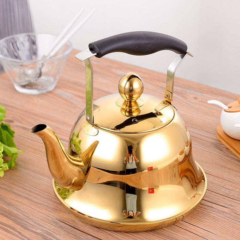 2L 304 Edelstahl Teekanne Rose Gold Tee Kaffee Wasserkocher Pfeifen Wasserkocher mit Infuser verlieren Blatt für Herde Induktion Kupfer