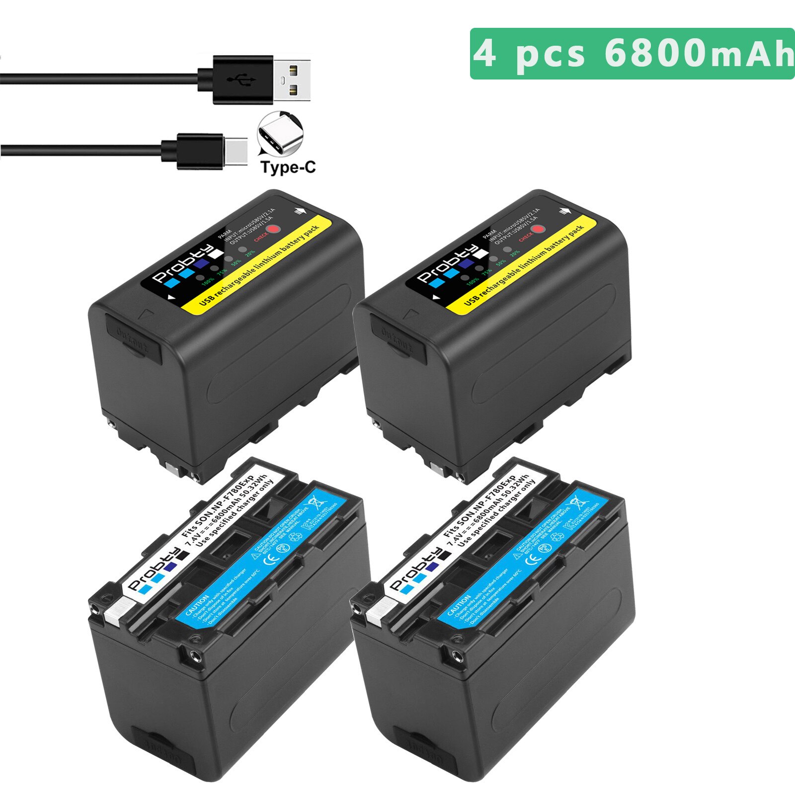 Probty 6800mAh/8800mAh NP-F980 NP-F970 NPF960 NPF970 Battery with USB Charge Output For Sony PLM-100 CCD-TRV35 MVC-FD91 MC1500C