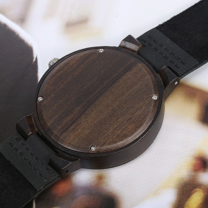 Houten horloge uniek geelgroene wijzerplaat polshorloge kwarts leren houten horloge heren dames romeinse cijfers casual klok