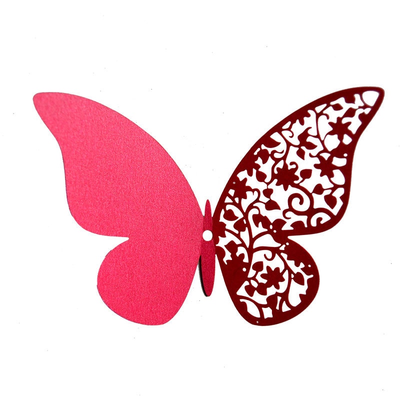 12 stücke Halben hohl 3D Schmetterling Zauberstab Aufkleber für Hochzeit Hause dekoration Schmetterlinge auf sterben Zauberstab zimmer Dekor Mehrfarbig aufkleber: Rose