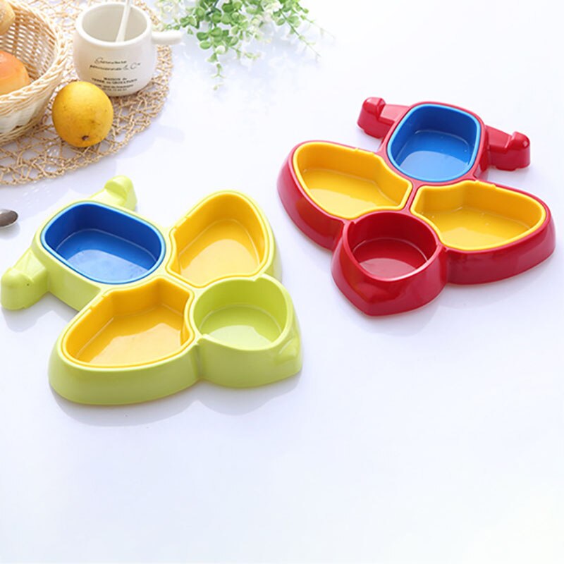 1Pcs Cartoon Baby Kids Dinner Plate Eco-friendly ABS Aircarft Shaped Children Feeding Plate Safety Baby Feeding Tableware