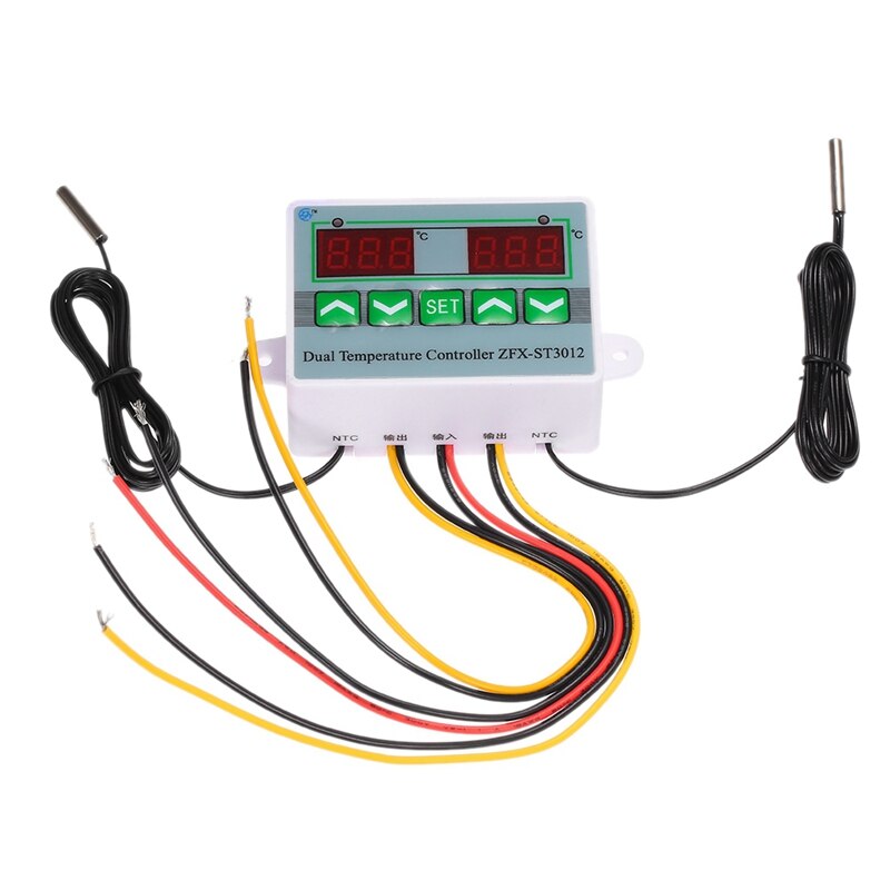 AC 12V Digital LED Dual Thermometer Temperature Controller Thermostat Incubator Control Microcomputer Dual Probe: Default Title