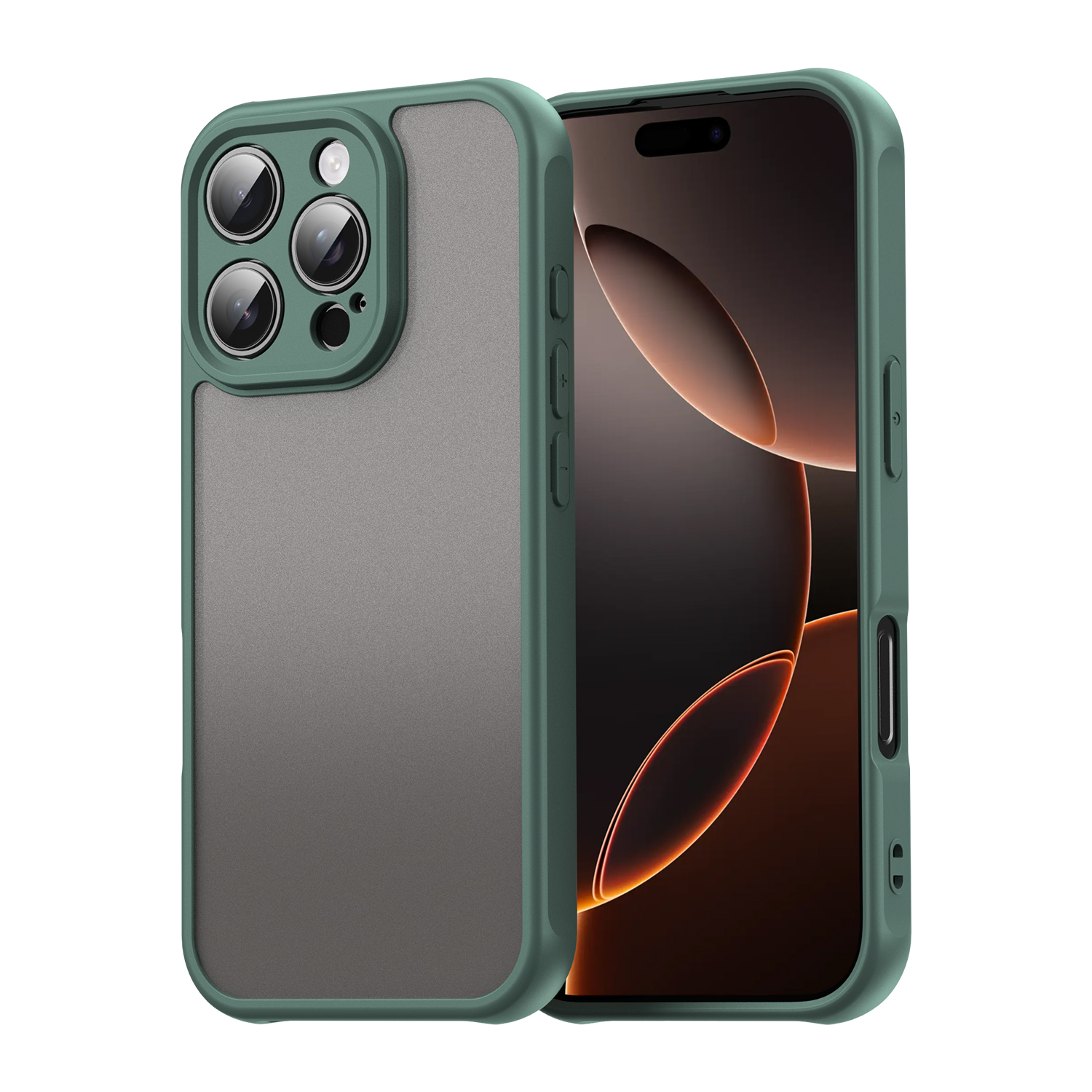 Funda de teléfono mate a prueba de golpes para iPhone 14 15 Pro Max Plus iPhone14 Pro Max, funda trasera acrílica de silicona suave: Poliéster / Verde