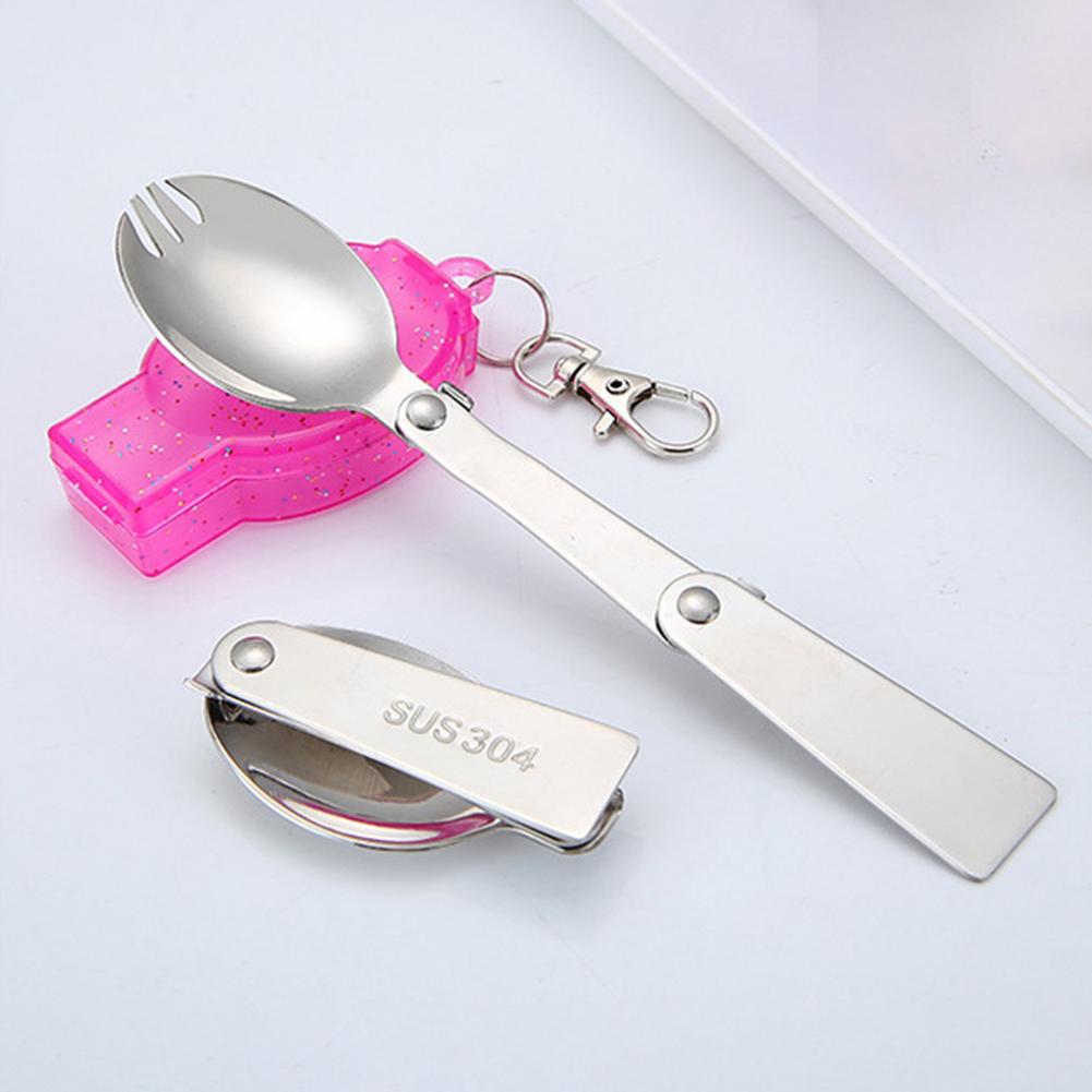 Outdoor Folding Travel Camping Utensil Stainless Pocket Spoon Fork Super Small Foldable Spoon Fork Camping Picnic Tool
