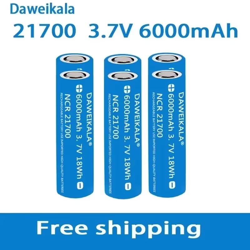 21700 Li-ion Battery 3.7V 6000mAh High Capacity 9.5A 2 Rate Discharge for DIY E-Bike/Power Tools Ternary Lithium Long Cycle Life