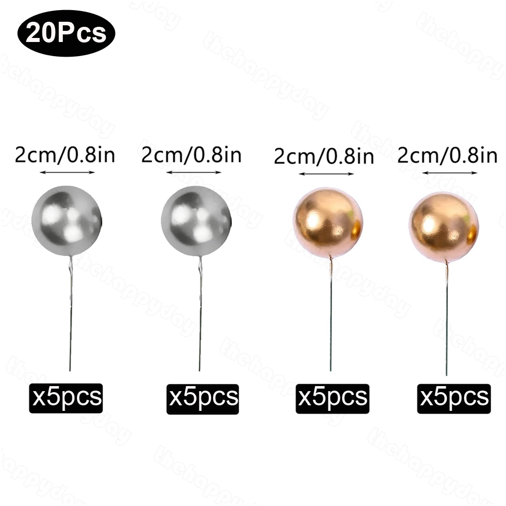 20 stuks Ballen Cake Toppers Goud Zilver Bal Gelukkige Verjaardag Cake Topper DIY Cupcake Topper voor Taart Decoraties Baby Douche Bruiloft