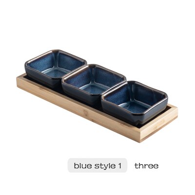 ceramic grid fruit plate snack plate serving platter Japanese small dish with tray Home desktop dried fruit snack tray: G